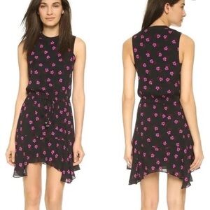 A.L.C Black Floral Silk Mini Dress